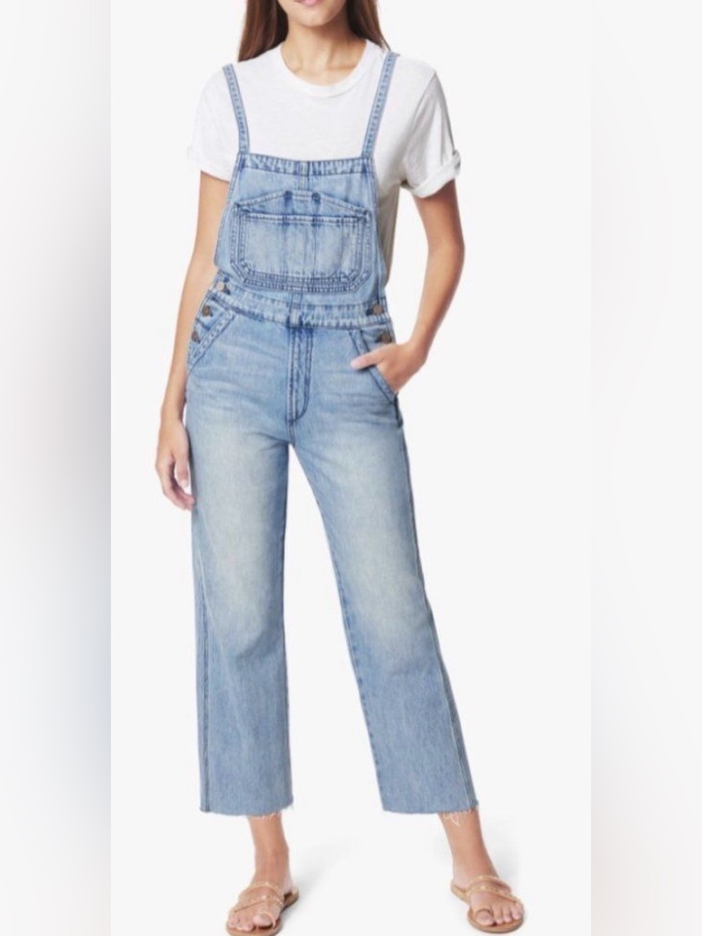 JOE’S JEANS | Captivate Wide Leg Denim Overalls Light Wash Cropped • small